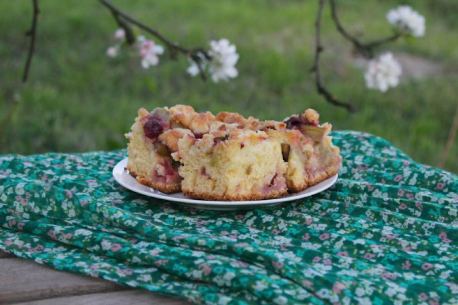 Wilgotne ciasto drożdżowe z sezonowymi owocami i kruszonką. Jedno z łatwiejszych.