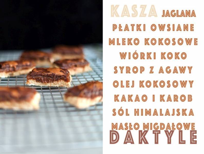 Karmelowe batoniki bez pieczenia na jaglano-owsianym spodzie {Raw, GF, V}.