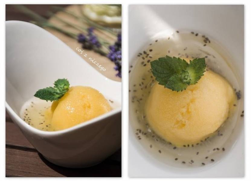 Sorbet Brzoskwiniowy z nasionami chia  i lemoniadą