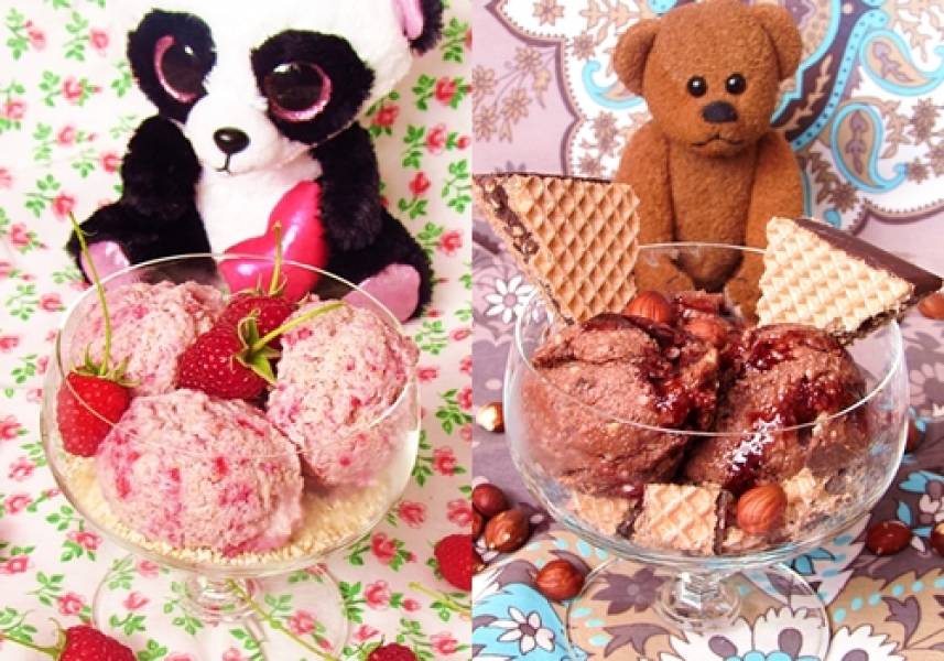 Lody malinowe z komosy i czekoladowe z ryżu (bez glutenu, laktozy, cukru białego, wegańskie)