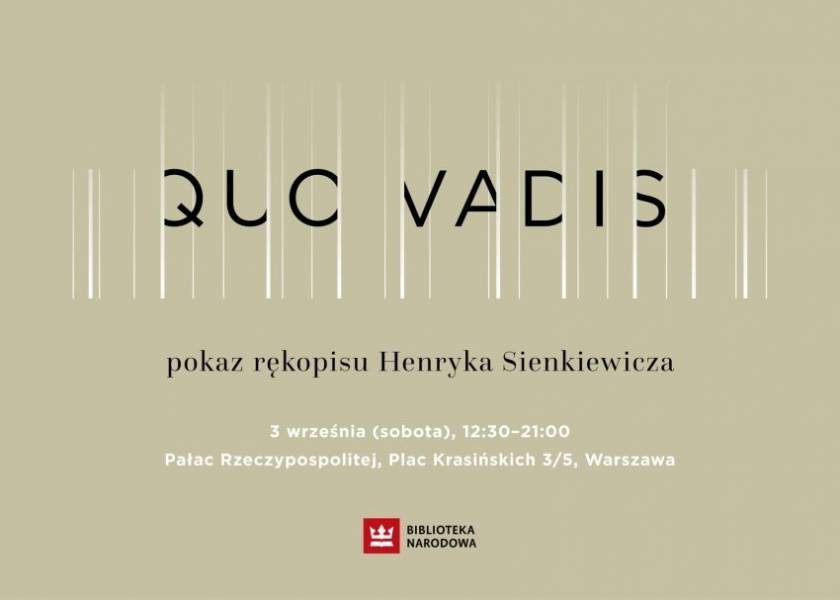 „Quo vadis” Henryka Sienkiewicza – pokaz rękopisu – informacja prasowa