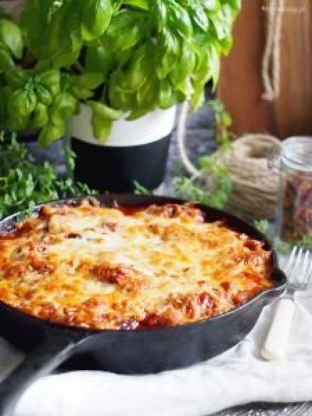 Bakłażan zapiekany z grzybami i pomidorami / Aubergine, mushroom and tomato bake