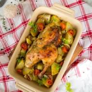 Pieczony maślany kurczak z warzywami