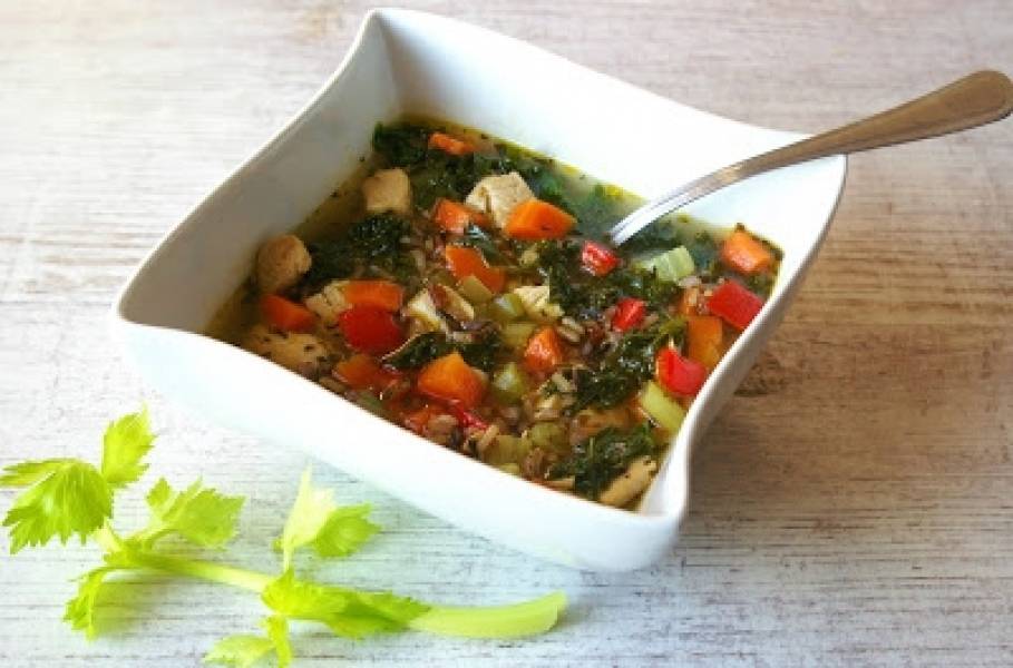 Lekka zupa warzywna z indykiem.