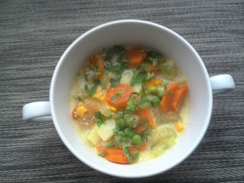 Kolorowa gęsta zupa warzywna