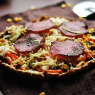 Tarta LCHF ala pizza z salami | bezglutenowa, bez laktozy, fit, dietetyczna |