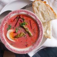 Botwinka ze szparagami / Young beet soup with asparagus