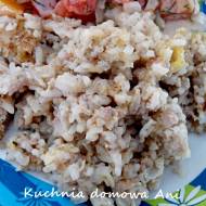 Ryż z mięsem, serem i pieczarkami