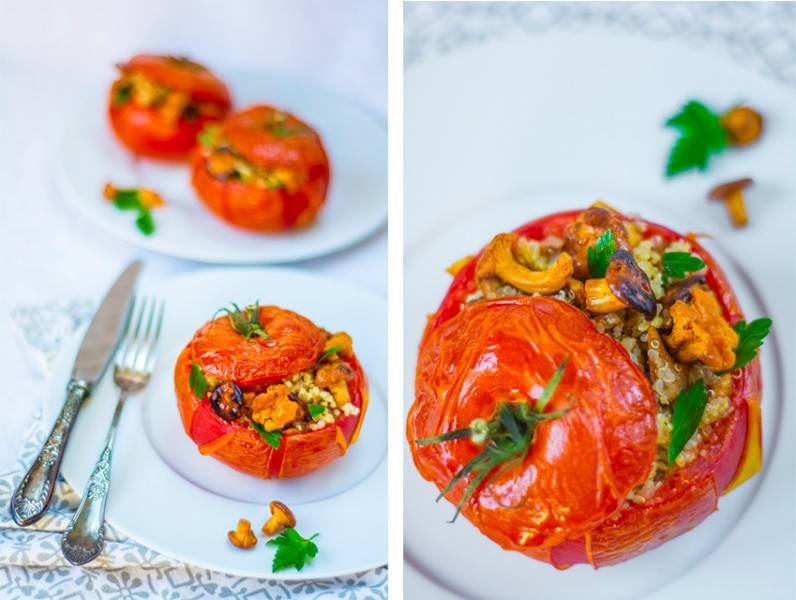 Pomidory z komosą i kurkami (bez glutenu, paleo)