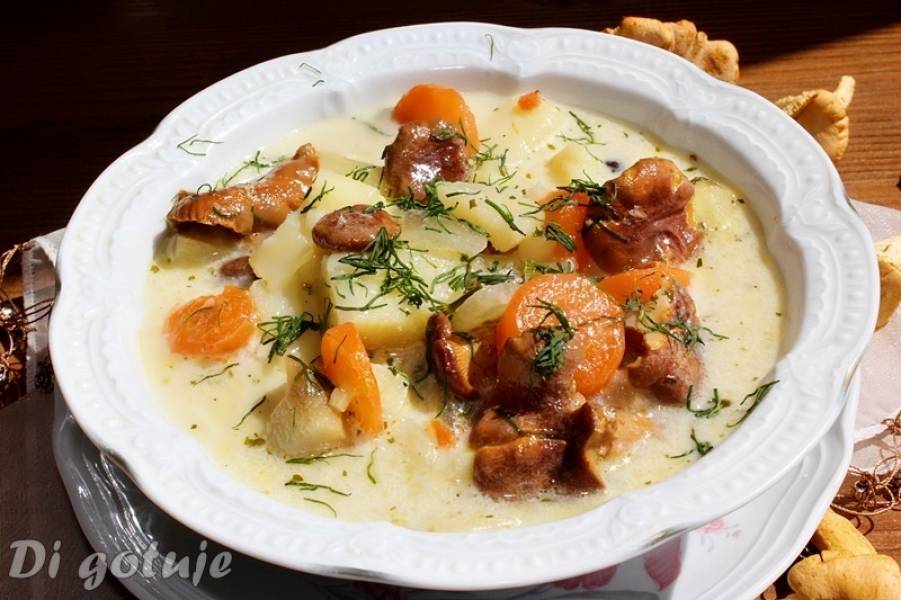 Zupa z kurek (kurkowa) z ziemniakami i koperkiem