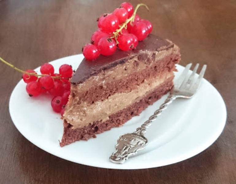 Wegańskie czekoladowo-kawowe ciasto z owocami, Puck - Hel