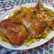 Udka z kurczaka w miodowo-musztardowej marynacie z warzywami-proste i pyszne