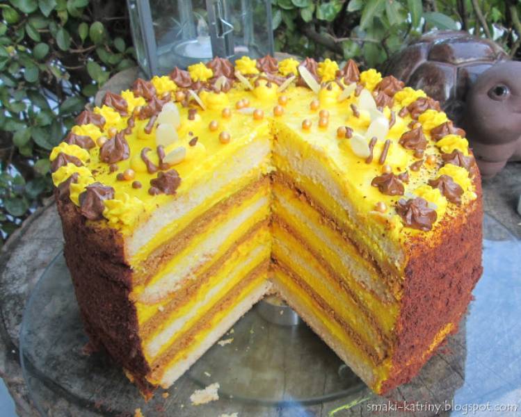 Tort pszczółka-z miodowymi spodami,biszkoptem i kremem