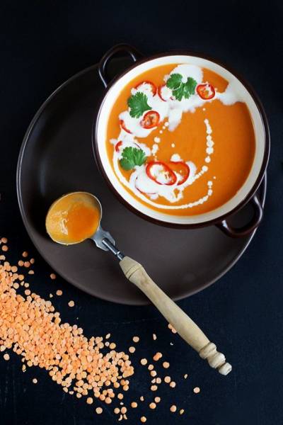 Zupa-krem z czerwonej soczewicy i pieczonej papryki #healthyfood