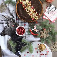 Czekoladowa i potrójnie orzechowa tarta  bożonarodzeniowa