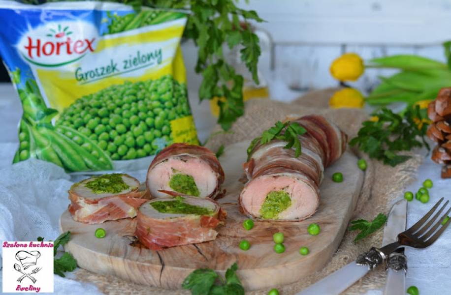 Polędwiczka nadziewana pesto z zielonego groszku