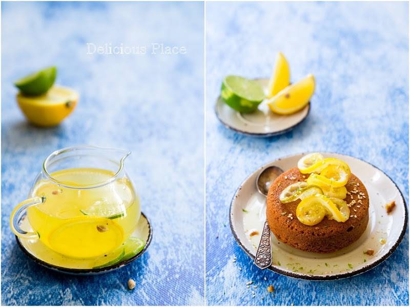 Ciasto sezamowe z syropem z limoncello / Sesame cake with limoncello syrup