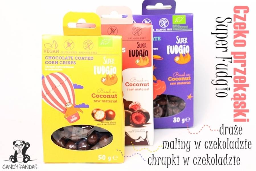 Ekologiczne draże, chrupki i maliny w czekoladzie - Super Fudgio