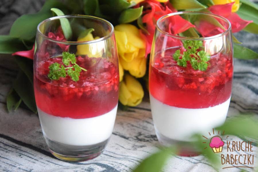 Panna Cotta z galaretką i malinami