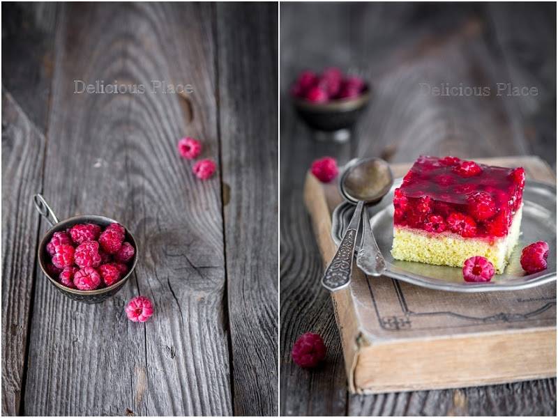 Ciasto anyżkowe z galaretką i malinami / Anise cake with jelly and raspberries
