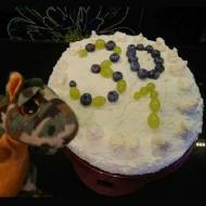 Niebiesko-zielony tort na podwójne urodziny
