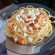 Spaghetti z tuńczykiem, papryką i mozzarellą