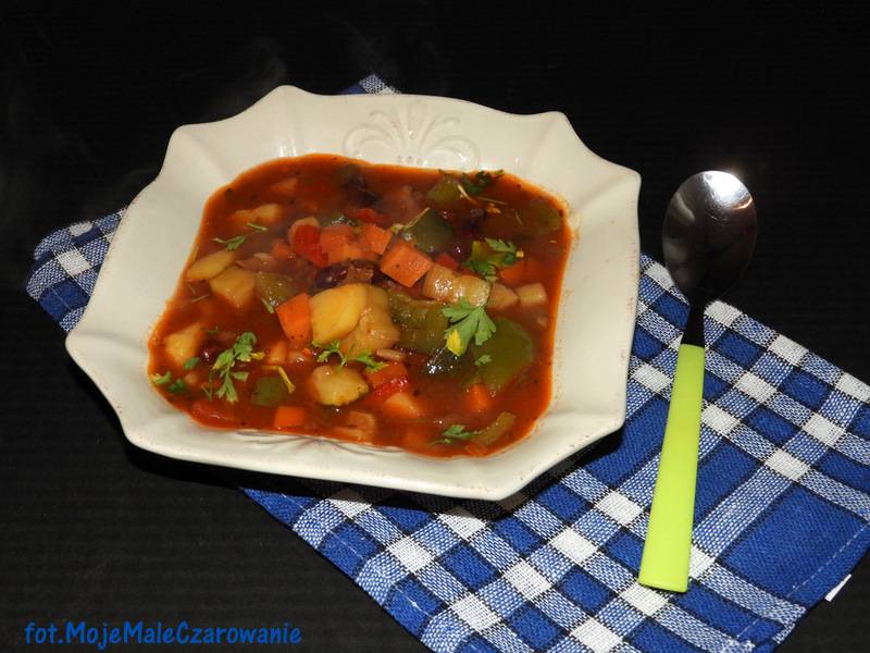 Pikantna zupa z Meksyku z czerwoną fasolą