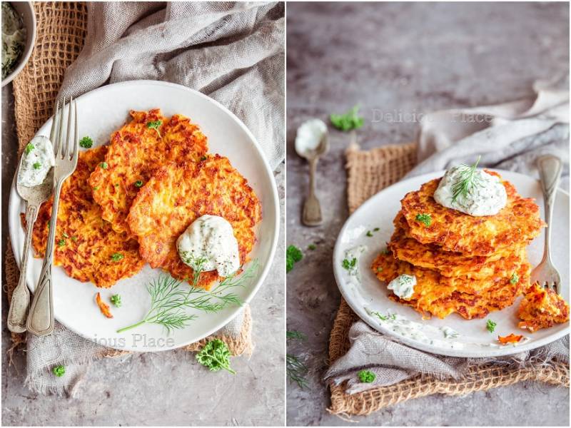 Placki marchewkowe z serem / Carrot fritters with cheese