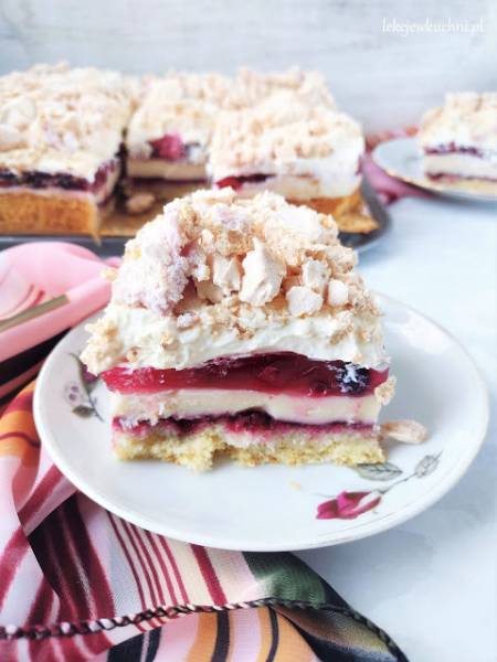 Kostka malinowo - bezowa / Meringue Raspberry Cake