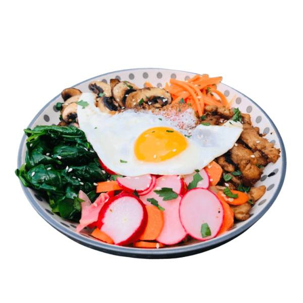 Kurczak bibimbap z kaszą orkiszową