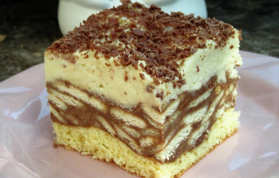 Ciasto Zygzak-czekoladowe z herbatnikami i kremem -super wygląda i smakuje +FILM