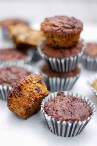 Muffiny cukiniowe z czekoladą bez cukru i mąki