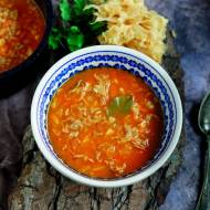 Zupa pomidorowo-paprykowa z siedzuniem a'la flaczki