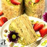 TORT PISTACJOWY z ciasta francuskiego