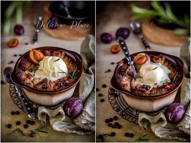 Crumble ze śliwkami i czekoladą
