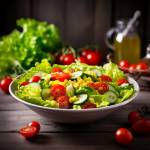 Przepis na sałatkę z sałaty rzymskiej z pomidorkami cherry, ogórkiem i kukurydzą do obiadu