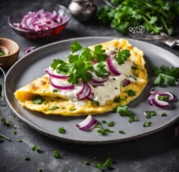 Omlet z mascarpone i cebulą