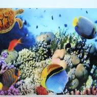 Szklany obraz z motywem morskiej fauny: ryby, rafa i żółw