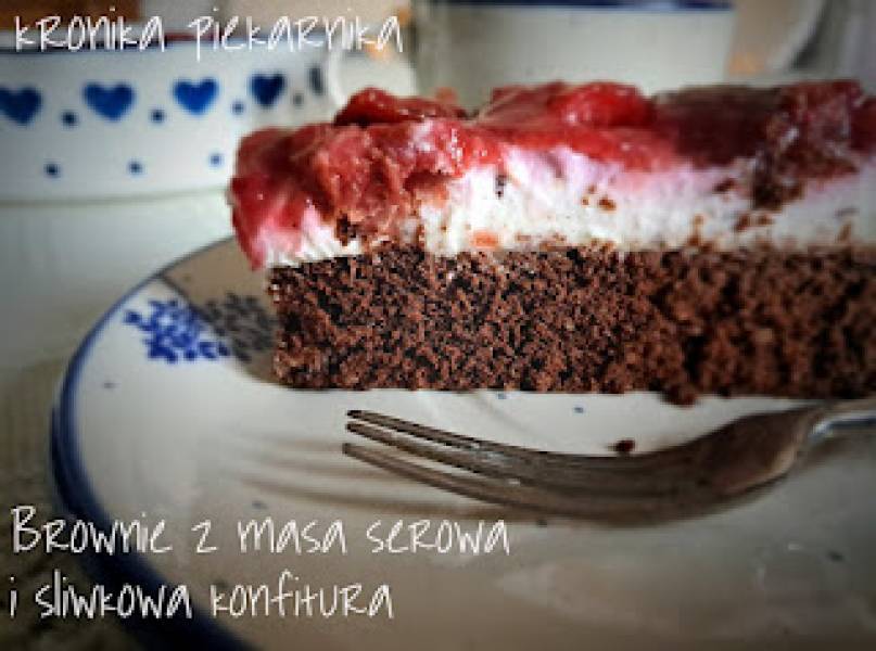 Brownie z masą serową i śliwkową konfiturą