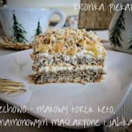 Orzechowo - makowy torcik keto  z cynamonowym mascarpone i jabłkami