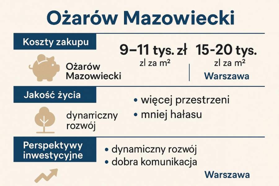 Ożarów Mazowiecki vs. Warszawa – czy warto kupić mieszkanie tuż za granicą stolicy?