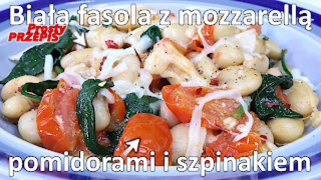 Przepis na białą fasolę z pomidorami i szpinakiem