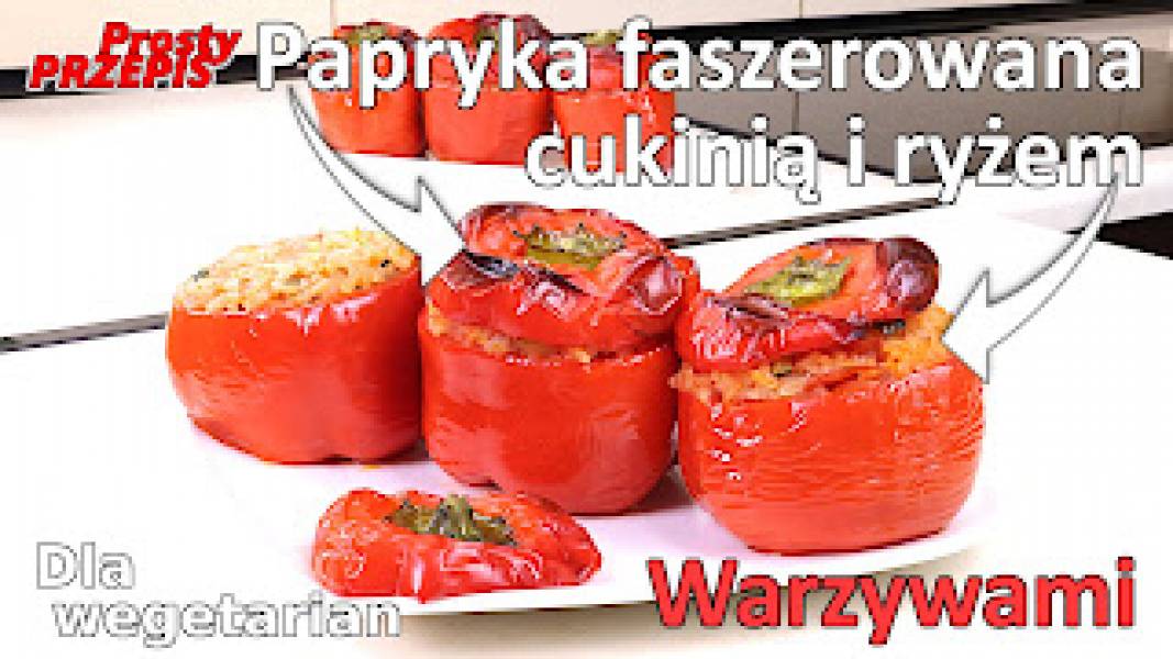 Papryka faszerowana ryżem, cukinią i pomidorami