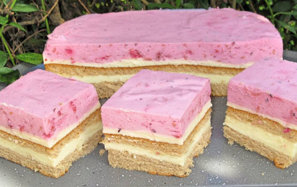 CIASTO MALINOWY KRÓL-sernik na biszkopcie toffi z pianką jogurtową z malinami, pyszne i łatwe ciasto +FILM