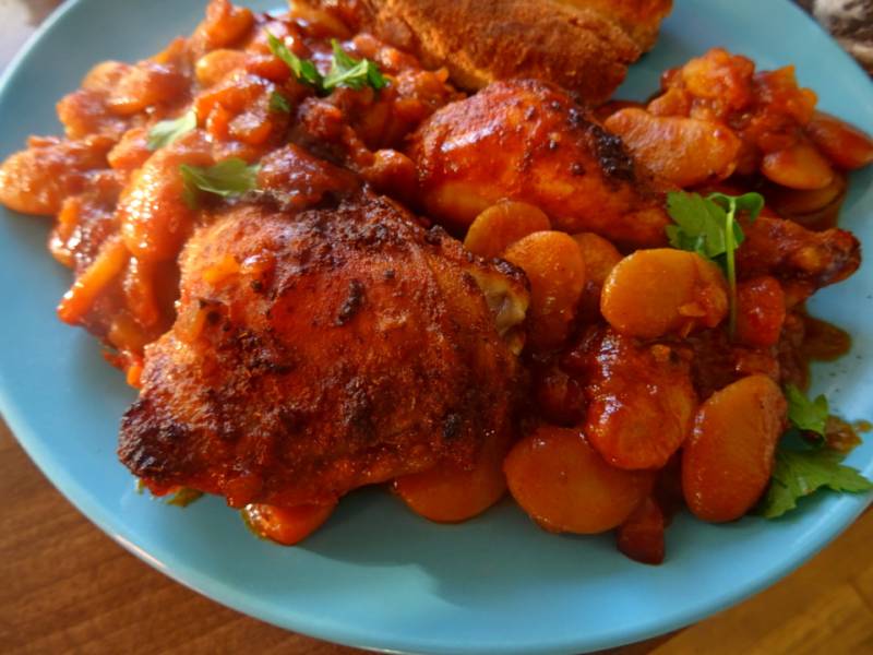 Kurczak na fasoli, prosto, smacznie z jednej blaszki