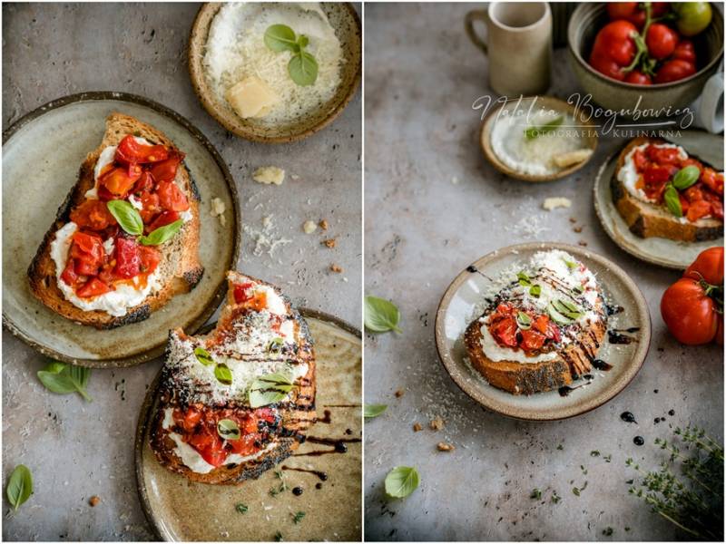 Grzanki pomidorowo-paprykowe z parmezanem