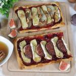 ciasto francuskie z figą, gruszką i camembertem