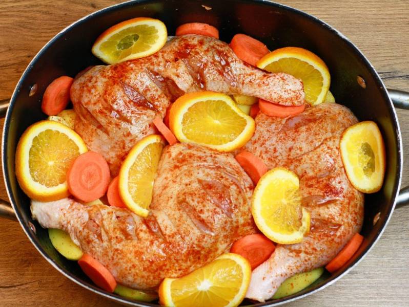 Kurczak pieczony z pomarańczami