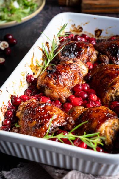 Udka kurczaka pieczone z żurawiną