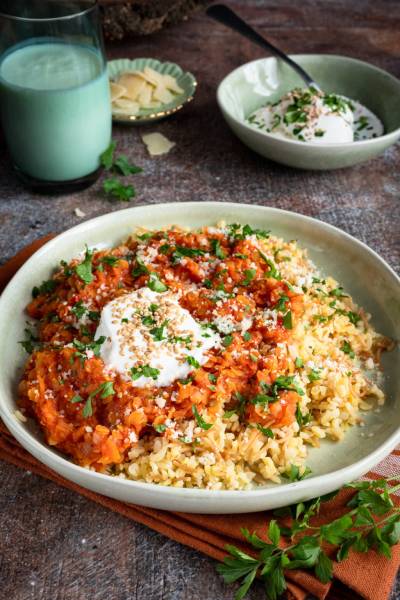 Gulasz z soczewicy z kaszą bulgur